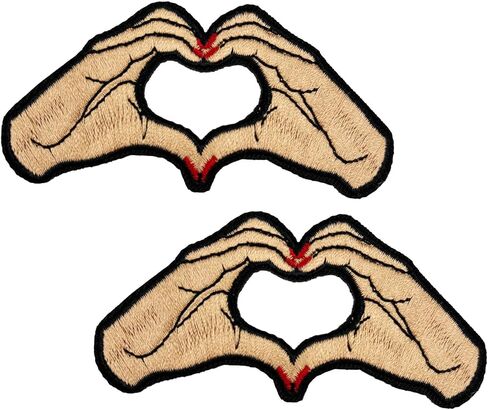 3.5'' Valentines Day Patches, Heart Hands Love Embroidered Iron on Patches 2 Pack in Saudi Arabia