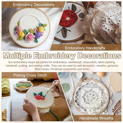 PATIKIL 4 Pieces 5.1" x 5.1" Square Embroidery Hoops, Adjustable Bamboo Cross Stitch Hoops Ring Embroidery Frame Punch Needle Hoop for Sewing, Needlework, DIY Sewing Craft Decoration in Saudi Arabia