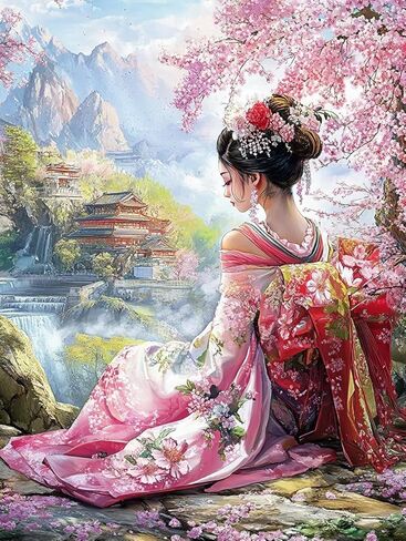 Japanese Beautyl Geisha Girl Preprinted 11CT Cross Stitch Kits for Beginners & Adults - Easy Needlepoint Patterns for Home Decor & Craftings 253 in Saudi Arabia