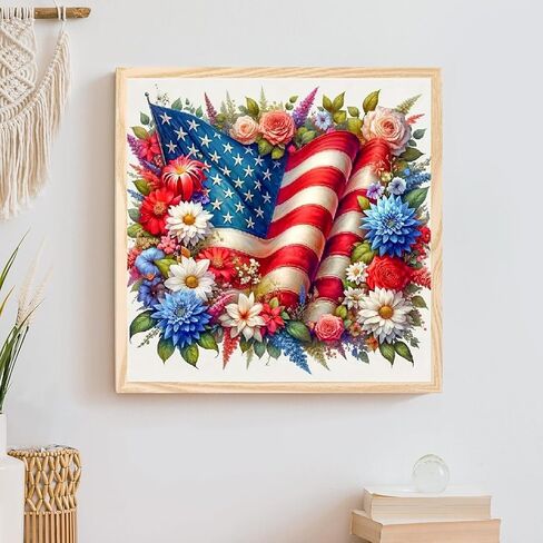 KTHOFCY 5D DIY Diamond Painting Kits for Adults, US Flag Independence Day Full Drill Embroidery Cross Stitch Crystal Rhinestone Paintings Pictures Arts Wall Decor Painting Dots Kits 13.7X13.7 inch in Saudi Arabia