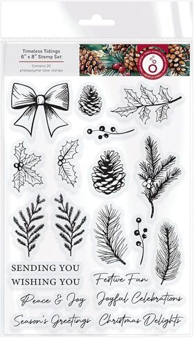 Tonic Studios Timeless Tidings Stamp Set - 5531e | Traditional Holiday Crafting Stamps | 6" x 8" | 20 Clear Photopolymer Stamps in Saudi Arabia