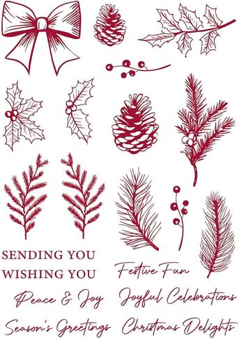 Tonic Studios Timeless Tidings Stamp Set - 5531e | Traditional Holiday Crafting Stamps | 6" x 8" | 20 Clear Photopolymer Stamps in Saudi Arabia