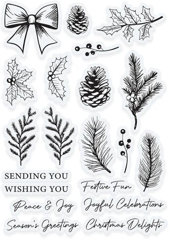 Tonic Studios Timeless Tidings Stamp Set - 5531e | Traditional Holiday Crafting Stamps | 6" x 8" | 20 Clear Photopolymer Stamps in Saudi Arabia