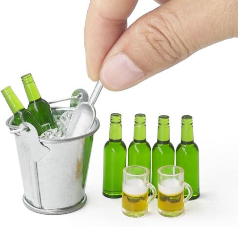 Odoria Dollhouse Beer Bottles Miniature: 1/12 Scale Drinks Liquor Ice Beer Glasses Mugs for Cowboy Farmhouse Bar Party - Mini Alcohol Fairy Elf Oktoberfest Realistic Props Models in Saudi Arabia