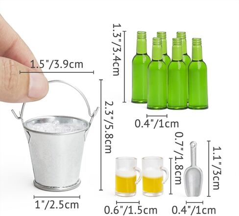 Odoria Dollhouse Beer Bottles Miniature: 1/12 Scale Drinks Liquor Ice Beer Glasses Mugs for Cowboy Farmhouse Bar Party - Mini Alcohol Fairy Elf Oktoberfest Realistic Props Models in Saudi Arabia