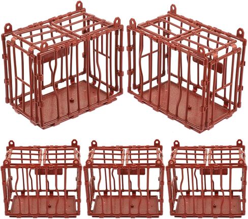 Kisangel 5pcs Mini Cage Model, Plastic Animal Cage Model, 3.74x3.14x2.16inch Miniature Landscape Accessory for DIY House Garden Fence Barrier Props in Saudi Arabia