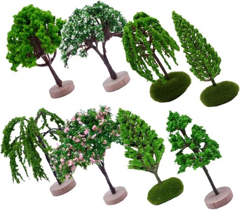 HOMSFOU Realistic Tree Model 8Pcs Miniature Architectural Model Trees for Sand Table Layout Mini Landscape Decor Train Track Scene Design 1.96X1.96X3.54In in Saudi Arabia