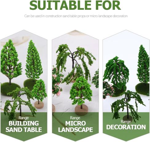 HOMSFOU Realistic Tree Model 8Pcs Miniature Architectural Model Trees for Sand Table Layout Mini Landscape Decor Train Track Scene Design 1.96X1.96X3.54In in Saudi Arabia