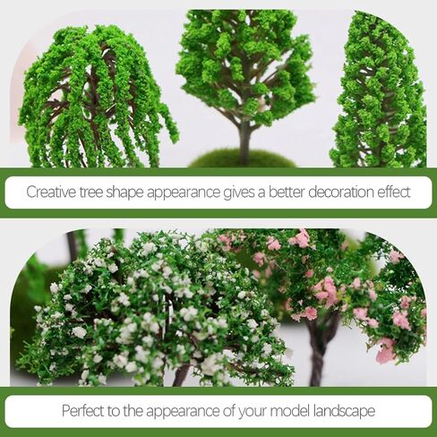 HOMSFOU Realistic Tree Model 8Pcs Miniature Architectural Model Trees for Sand Table Layout Mini Landscape Decor Train Track Scene Design 1.96X1.96X3.54In in Saudi Arabia