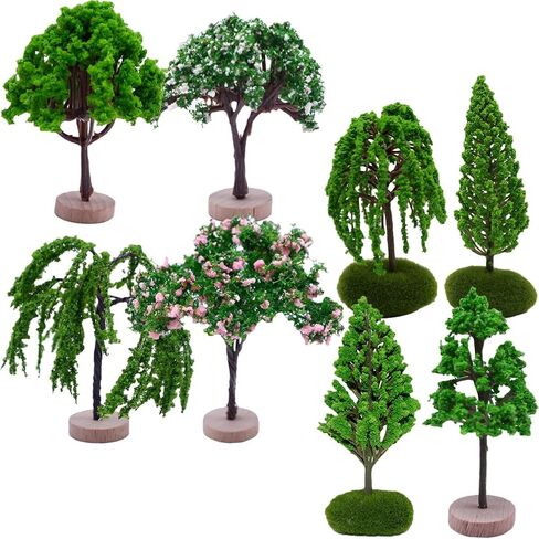 HOMSFOU Realistic Tree Model 8Pcs Miniature Architectural Model Trees for Sand Table Layout Mini Landscape Decor Train Track Scene Design 1.96X1.96X3.54In in Saudi Arabia