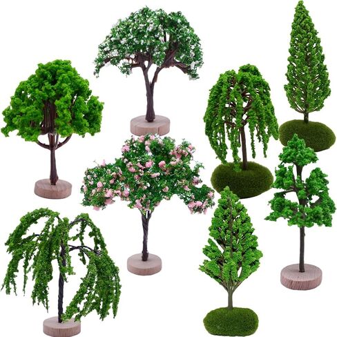 HOMSFOU Realistic Tree Model 8Pcs Miniature Architectural Model Trees for Sand Table Layout Mini Landscape Decor Train Track Scene Design 1.96X1.96X3.54In in Saudi Arabia