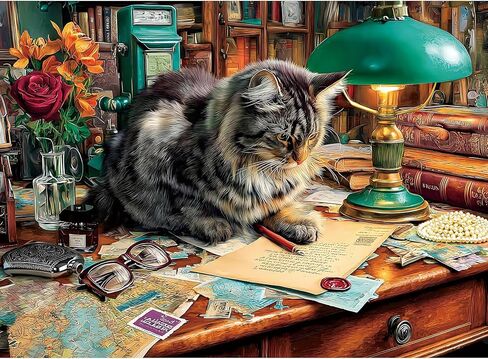 500 Piece Puzzle for Adults – Valentine’s Day Romantic Rose Cat with Green Desk Lamp and Love Letter Jigsaw Puzzle, Challenging Perfect for Game Nights, 20.5 X 15 in in Kuwait
