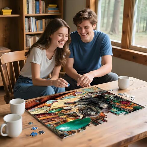 500 Piece Puzzle for Adults – Valentine’s Day Romantic Rose Cat with Green Desk Lamp and Love Letter Jigsaw Puzzle, Challenging Perfect for Game Nights, 20.5 X 15 in in Kuwait