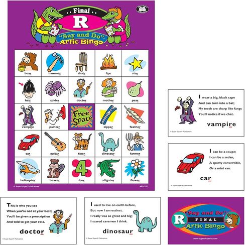 Super Duper Publications | Say and Do® Artic Bingo Sound Game Letter “R" | Speech Therapy - Articulation | Educational Learning Resource for Children in Saudi Arabia