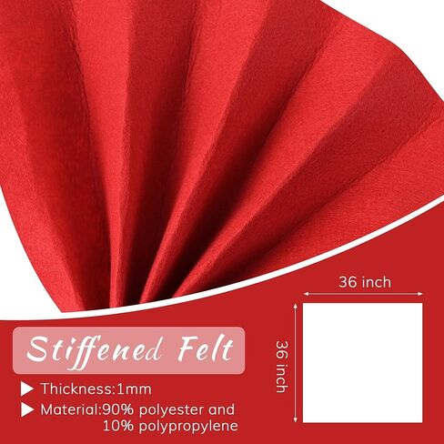 Red Felt Fabric Sheet 36" X 36" (1 Square Yard) 1mm Thick Perfect for Crafts DIY Patchwork Sewing and DecorationProjects Sold by The Yard in Saudi Arabia