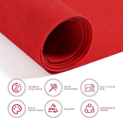 Red Felt Fabric Sheet 36" X 36" (1 Square Yard) 1mm Thick Perfect for Crafts DIY Patchwork Sewing and DecorationProjects Sold by The Yard in Saudi Arabia