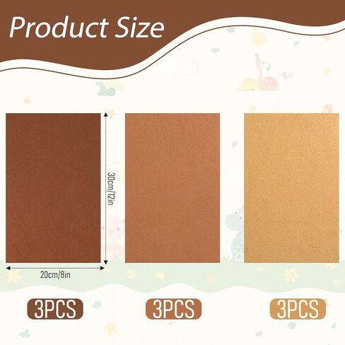9 Pcs Brown Felt Sheets, 7.8"×11.8" 1mm Thick Soft Felt Fabric Sheet 3 Assorted Brown Series Colors Felts for DIY Craft Sewing Patchwork Art Projects in Saudi Arabia