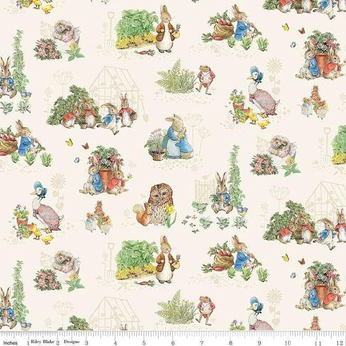 Cotton Peter Rabbit and Friends Characters Kids Children Books Animals Cloud Officially Licensed by Riley Blayke Cotton Fabric Print by The Yard (CD15861-cloud) in Saudi Arabia
