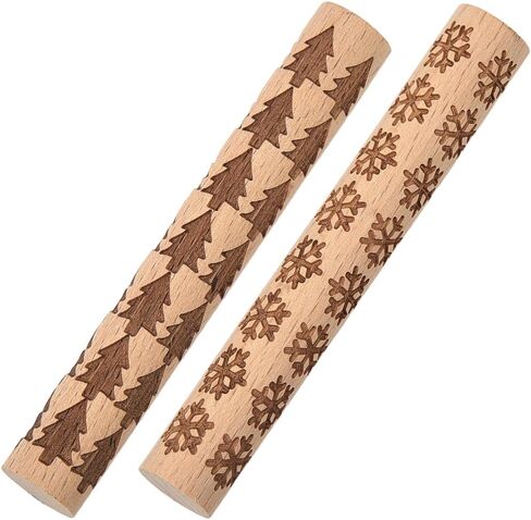 CREATCABIN 2 Pcs Clay Texture Rollers Clay Modeling Pattern Rollers Kit Pine Tree Snowflake Pattern Textured Rolling Pins for Modeling Ceramics Pottery Painting Handmade Craft Art DIY 3.94 Inch in Saudi Arabia