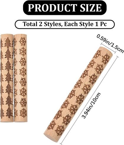 CREATCABIN 2 Pcs Clay Texture Rollers Clay Modeling Pattern Rollers Kit Pine Tree Snowflake Pattern Textured Rolling Pins for Modeling Ceramics Pottery Painting Handmade Craft Art DIY 3.94 Inch in Saudi Arabia