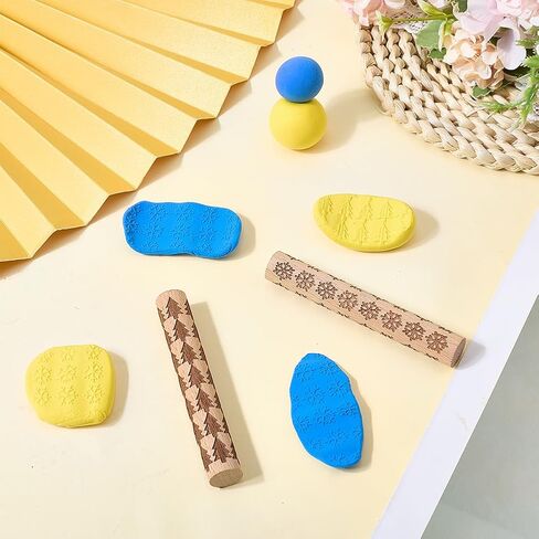 CREATCABIN 2 Pcs Clay Texture Rollers Clay Modeling Pattern Rollers Kit Pine Tree Snowflake Pattern Textured Rolling Pins for Modeling Ceramics Pottery Painting Handmade Craft Art DIY 3.94 Inch in Saudi Arabia