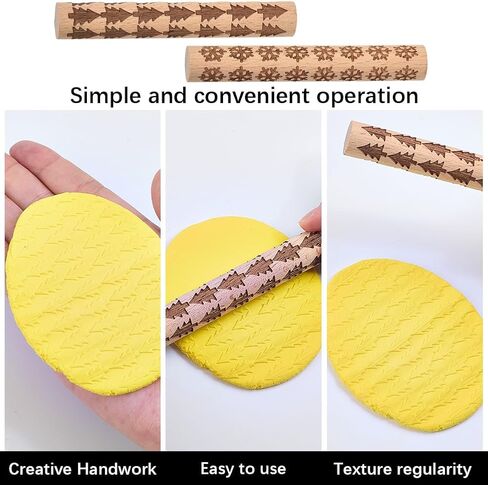 CREATCABIN 2 Pcs Clay Texture Rollers Clay Modeling Pattern Rollers Kit Pine Tree Snowflake Pattern Textured Rolling Pins for Modeling Ceramics Pottery Painting Handmade Craft Art DIY 3.94 Inch in Saudi Arabia