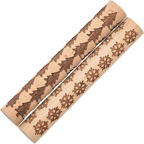 CREATCABIN 2 Pcs Clay Texture Rollers Clay Modeling Pattern Rollers Kit Pine Tree Snowflake Pattern Textured Rolling Pins for Modeling Ceramics Pottery Painting Handmade Craft Art DIY 3.94 Inch in Saudi Arabia