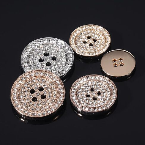 5Pcs Four Eye Luxury Alloy Rhinestone Decorated Round Sewing Buttons for Women's Coats Jackets Sweaters Blazers Clothing Accessories in Saudi Arabia
