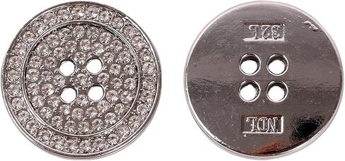5Pcs Four Eye Luxury Alloy Rhinestone Decorated Round Sewing Buttons for Women's Coats Jackets Sweaters Blazers Clothing Accessories in Saudi Arabia