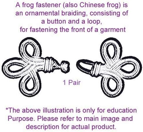 Chinese Frogs Closures Handmade Buttons Fasteners Hook & Eye Sewing Jackets Capes Shawls Renaissance Costumes -Black Color-Five Loops Design- 1.25" X 3"- 2 Pairs/Pack in Kuwait