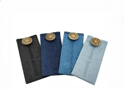 4 Pcs Denim Pants Extender for Jean Elastic Button with Metal Button Maternity Waistband Extenders Buttons for Women Men (2.87in*1.37) in Saudi Arabia