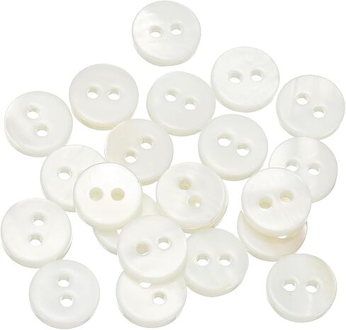 uxcell 21Pcs Natural Shell Button, 2 Hole 15mm Round Mother of Pearl Buttons for Shirt Coats Suits Jackets Jeans Skirts DIY Sewing Crafts, White in Saudi Arabia