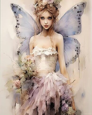 QACEYID Vintage Fairy Paint by Numbers Kits 16x20 inch Canvas DIY Oil Painting for Adults with Brushes and Acrylic Pigment Romantic Watercolor Art Picture for Home Decor in Saudi Arabia