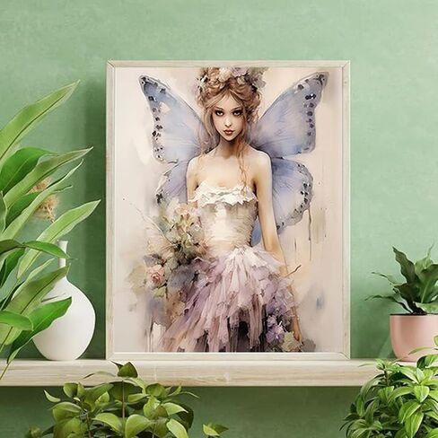 QACEYID Vintage Fairy Paint by Numbers Kits 16x20 inch Canvas DIY Oil Painting for Adults with Brushes and Acrylic Pigment Romantic Watercolor Art Picture for Home Decor in Saudi Arabia