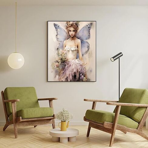 QACEYID Vintage Fairy Paint by Numbers Kits 16x20 inch Canvas DIY Oil Painting for Adults with Brushes and Acrylic Pigment Romantic Watercolor Art Picture for Home Decor in Saudi Arabia