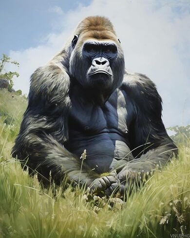 VNUIEHG Paint by Numbers for Adults, Gorilla Sitting on The Grass, Paint by Numbers on Canvas, DIY Paintwork Drawing Art for Beginner Gift, 40x50cm, Without Frame in Kuwait