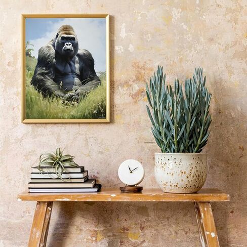 VNUIEHG Paint by Numbers for Adults, Gorilla Sitting on The Grass, Paint by Numbers on Canvas, DIY Paintwork Drawing Art for Beginner Gift, 40x50cm, Without Frame in Kuwait