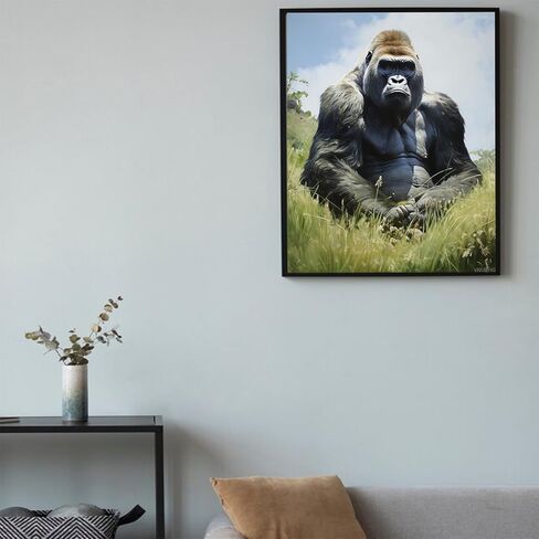 VNUIEHG Paint by Numbers for Adults, Gorilla Sitting on The Grass, Paint by Numbers on Canvas, DIY Paintwork Drawing Art for Beginner Gift, 40x50cm, Without Frame in Kuwait