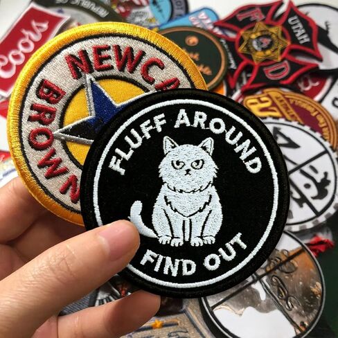 Fluff Around and Find Out Patch,3 Inches Sew On Iron On Sarcastic Cat Lover Embroidered Patches for Backpack, Jacket, Hat, Jeans DIY Uniform Gift for Men Women Kid Size 3 Inch in Saudi Arabia