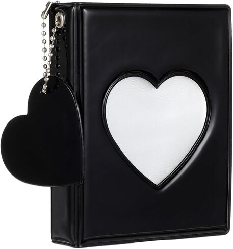 Photocard Binder 3 Inch Black Mini Photo Album Heart Hollow Card Binders with Heart Hollow Design Pvc Photo Card Binder for ID Tickets Collecting Picture in Saudi Arabia