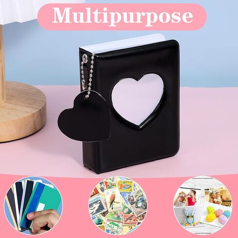 Photocard Binder 3 Inch Black Mini Photo Album Heart Hollow Card Binders with Heart Hollow Design Pvc Photo Card Binder for ID Tickets Collecting Picture in Saudi Arabia