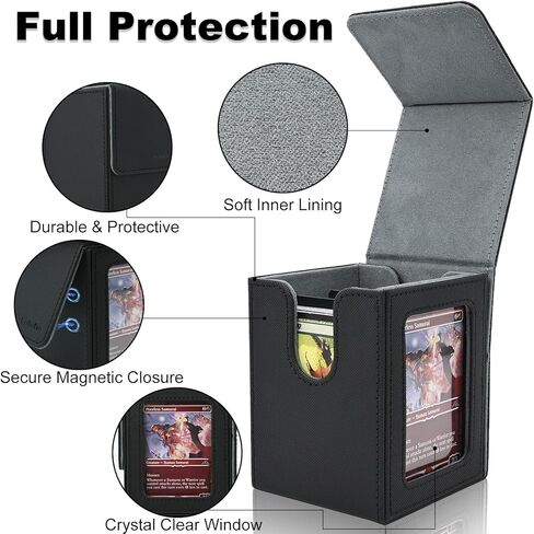 4 Pack MTG Card Deck Box, 1 Card Box with Display + 3 Commander Deck Box Fits 400+ Double-Sleeved Cards, Magnetic Closure Storage Box with 8 Dividers, 1 Dice Bag & 35PT Toploader for Sports Game Cards in Saudi Arabia
