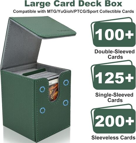 4 Pack MTG Card Deck Box, 1 Card Box with Display + 3 Commander Deck Box Fits 400+ Double-Sleeved Cards, Magnetic Closure Storage Box with 8 Dividers, 1 Dice Bag & 35PT Toploader for Sports Game Cards in Saudi Arabia
