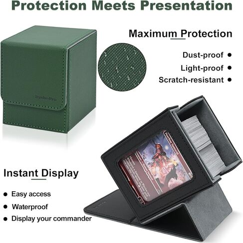 4 Pack MTG Card Deck Box, 1 Card Box with Display + 3 Commander Deck Box Fits 400+ Double-Sleeved Cards, Magnetic Closure Storage Box with 8 Dividers, 1 Dice Bag & 35PT Toploader for Sports Game Cards in Saudi Arabia