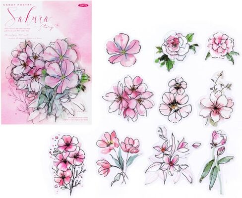 1 Pack Floral Dream Series PET Decorative Stickers for Journaling and Crafting,Including 10 Patterns with 2 Pieces per Pattern in Saudi Arabia