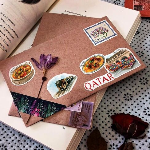 Navy Peony Modern Qatar Travel Stickers (28pcs)-Watercolor, Waterproof, Doha, Qatari-Themed Vacation Decals for Journals, Scrapbooks, Luggage, Tumbler in Saudi Arabia