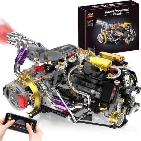 V8 Engine Model Kit That Works, 1394 PCS Advanced Collectible Engine Building Block Sets with Lights & Spray, Ideal Gift for Adults/Boys 8-14/Home Office Decor in Kuwait
