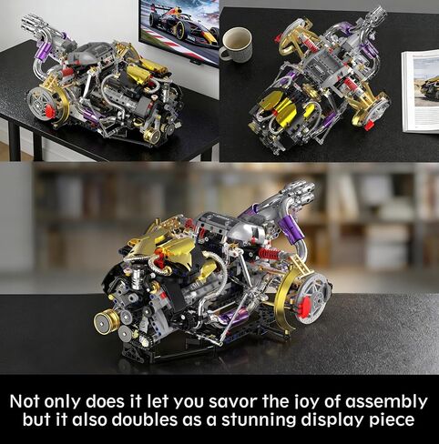 V8 Engine Model Kit That Works, 1394 PCS Advanced Collectible Engine Building Block Sets with Lights & Spray, Ideal Gift for Adults/Boys 8-14/Home Office Decor in Kuwait