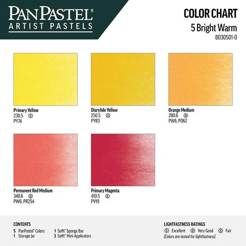 PanPastel Artist Pastels من GOLDEN، مجموعة مكدس دافئة ساطعة، 5 ألوان، باستيل فنان محترف، شكل مقلاة فريد (يشبه الكعكة) in Saudi Arabia