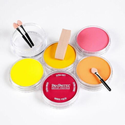 PanPastel Artist Pastels من GOLDEN، مجموعة مكدس دافئة ساطعة، 5 ألوان، باستيل فنان محترف، شكل مقلاة فريد (يشبه الكعكة) in Saudi Arabia